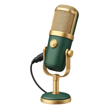 dark green radio microphone with beige inserts, only these two colors, retro design sticker
