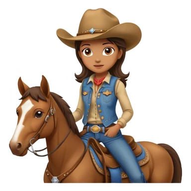 Girl with a cowboy hat jeans and a vest riding a quarter horse sticker