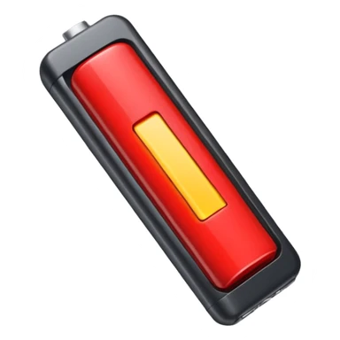 iPhone style emoji of a battery almost empty with a red bar indicating low energy, clean, minimal, glossy look sticker