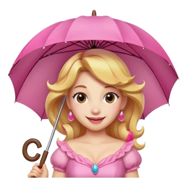 princess peach with a pink umbrella  sticker