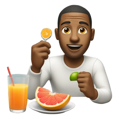 Man eating grapefruit sticker