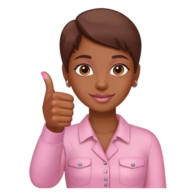 Medium brown skin hand thumbs up with light pink painted fingernail polish  sticker