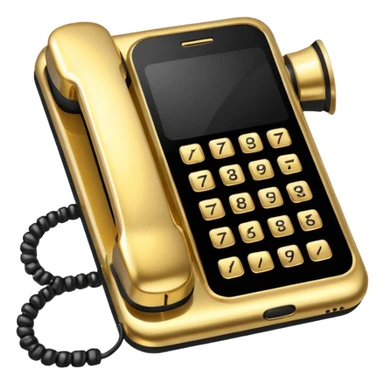 One single Gold and black phone icon, png, no background, no border sticker