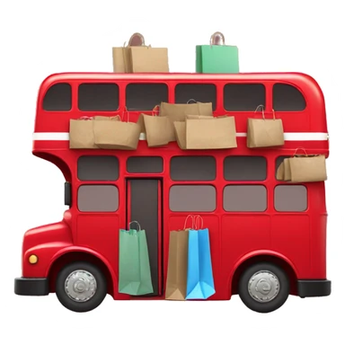 red double decker bus holding shopping bags sticker
