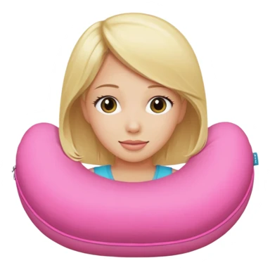 blonde woman using pink travel pillow  sticker