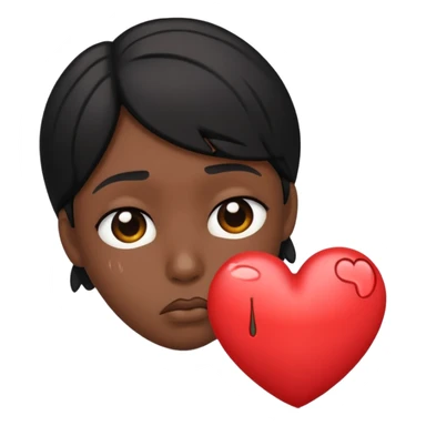 A frowny Face with a heart above one eye and a tear under the other sticker