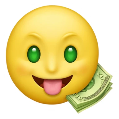 Classic emoji sticking out tongue with green money eyes sticker