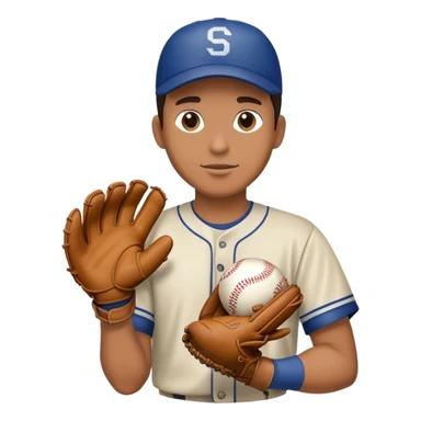 person catching baseball with glove sticker