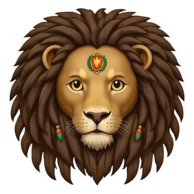 melancholic  Bob Marley with gigantic dread locks in form heraldic crest with ethiopian lion sticker