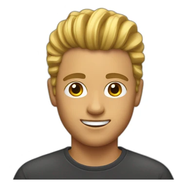 young man's hair combed with wax sticker