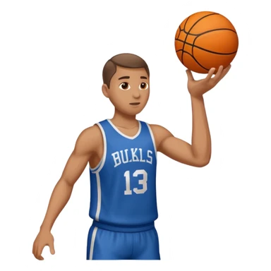 Behind shot of man shooting a baskeball at the basketball hoop but ball is slightly to the right sticker