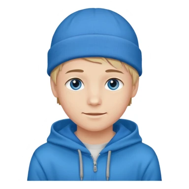 handsome and young teen pinterest boy good at fashion. popular among 'that brat girl', wearing hoodieand beanie with blue eye  and little smile sticker