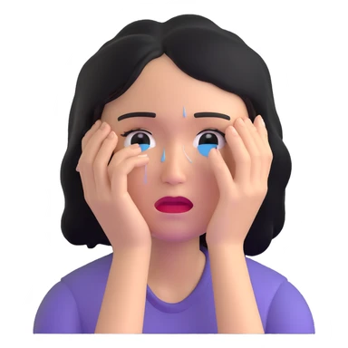 sad woman with tears streaming down her face sticker