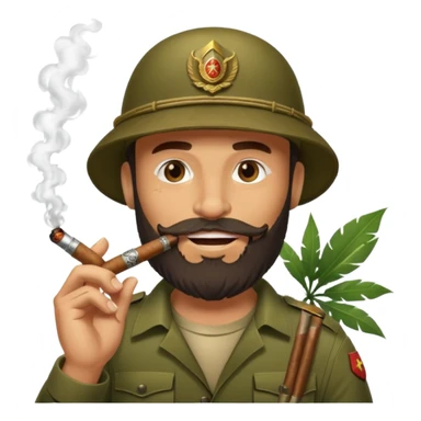 brauny bearded cool jungle commando smoking a cigar with a grin sticker