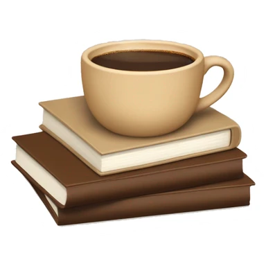 beige cup of coffee on top of a small stack of brown and beige books sticker