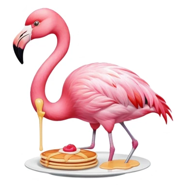 flamingo with a pancake sticker