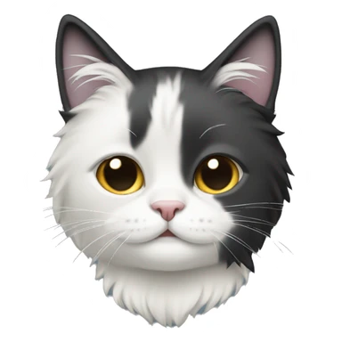 half Black and half white long hair cat with black bottom jaw sticker