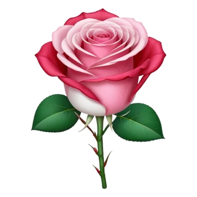 One pink rose and one white rose in transparent bouquet with red band  sticker