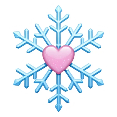 snowflake pink heart color white baby blue and pink glitter glow basic realist sticker