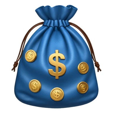 blue coins inside brown money bag sticker