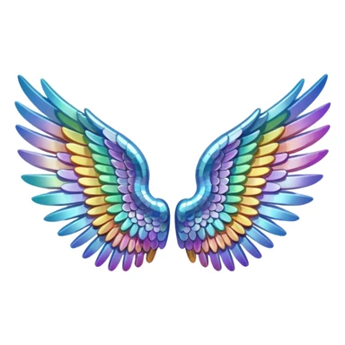A 3d not too detailed aurora prismatic angel wing sticker