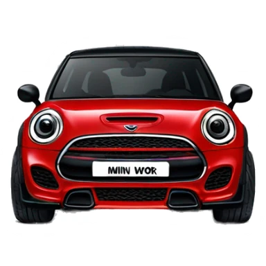 Red mini cooper John Cooper works edition with black rims sticker