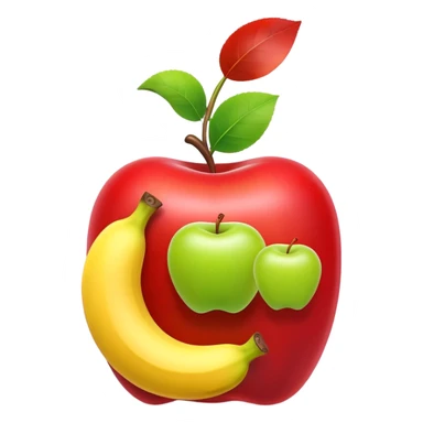 gas cannister surrounded by an apple, banana, and grape sticker