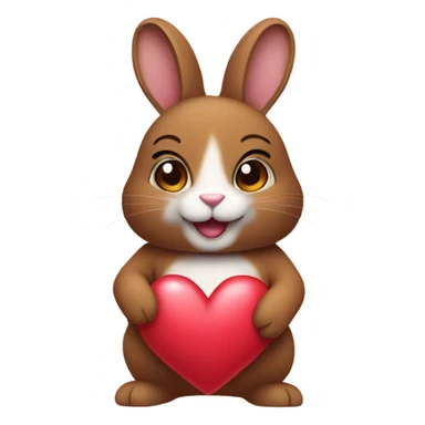 Brown dutch bunny holding a heart  sticker