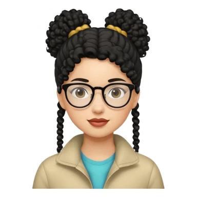 hija con gafas y cabello rizos de color negro con una cola de caballo alta sticker