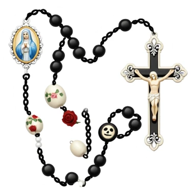 Gothic white rosary with white beads sticker
