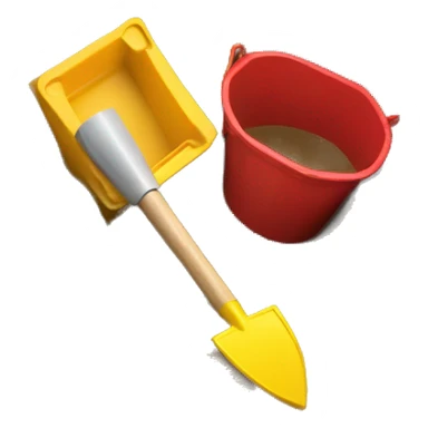Spade and bucket in a sandbox  sticker