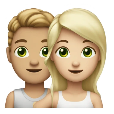 blonde girl with green eyes holding hands with boy with brown hair and brown eyes sticker