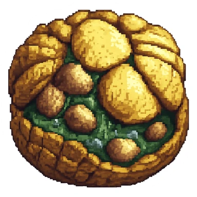 Add more crust details to the crusty clam in pixel art style, keep the pixel art style, no background. sticker