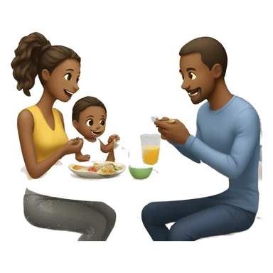Two Parents are eating lunch with their baby sticker