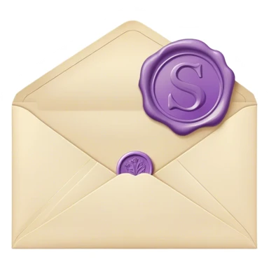 a letter with a pastel purple wax seal sticker