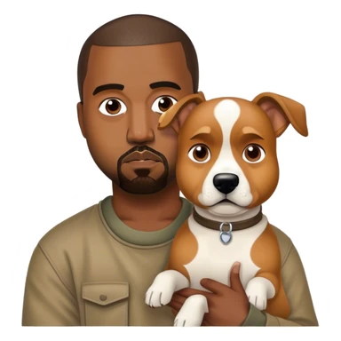 Kanye West  with a dog￼ sticker