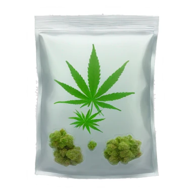 transparent ziplock bag with sativa strain inside sticker