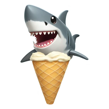 Shark eating ice cream sticker