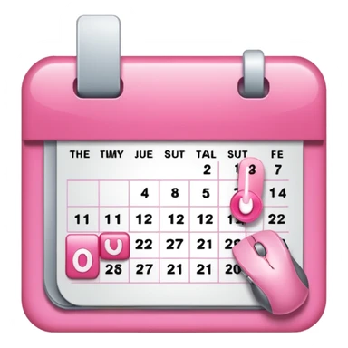 online booking icon -- calendar (pink) + mouse pointer sticker
