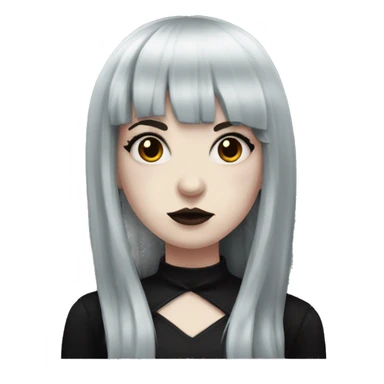 goth girl that has porcelain skin and Long Dark red hair and fringe bangs and is wearing black sticker