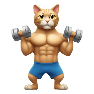 A muscular cat lifting dumbbells sticker