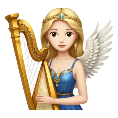 Muse of inspiration with wings and a harp in her hand sticker