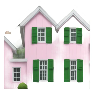 Pink cottage white roof and green shutters sticker
