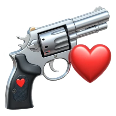Black hand gun shooting a heart bullets out of the tip  sticker