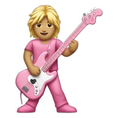 long-blond-bassguitar-player-pink-clothes-pink sticker