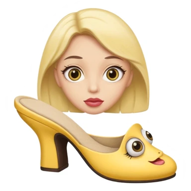 make an emoji that big lips 👄 and big eye leads big eyes 👀 and yellow circle face and a sleeper shoe in her hand sticker