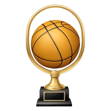 gleaming gold basketball trophy, polished gold basketball with classic seams sticker