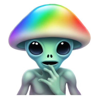Alien with rainbow mushroom sticker