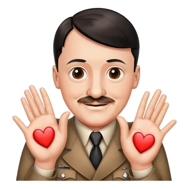 Hitler smiles and shows a heart with his hands sticker