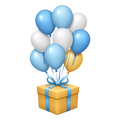 Please make light blue and white balloons too, make several and tie them to a gift, the gifts with the most balloons, make the light blue and white balloons sticker